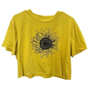 Sunflower Graphic Crop Tee - Yellow